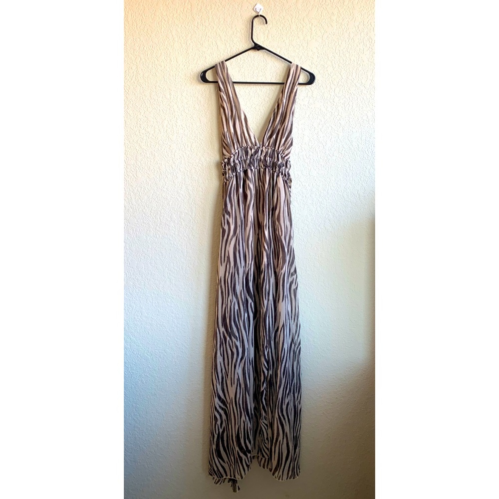 Olivaceous Zebra Print Maxi Dress